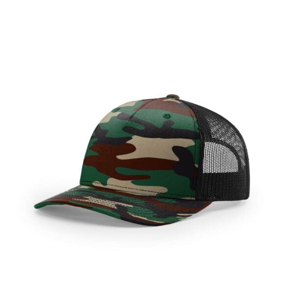 A camo hat with black mesh back.